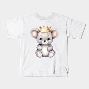 Watercolor Koala Wearing a Crown Kids T-Shirt